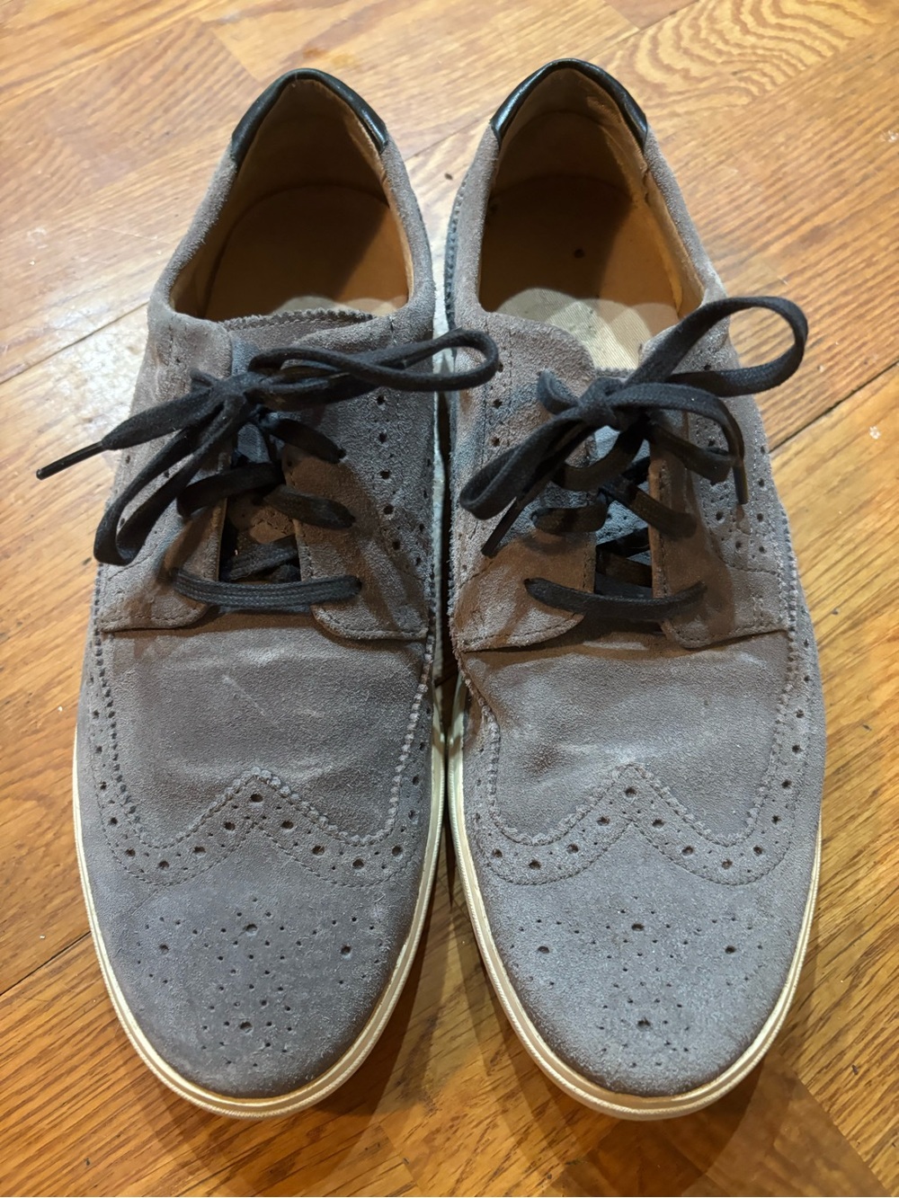 Cole Haan Men’s Gray Suede Wingtip Lace-Up Loafers